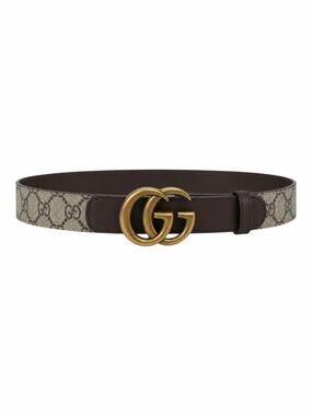 Gucci Canvas Monogram GG Buckle Supreme Leather Belt Brown Size 85cm/34"